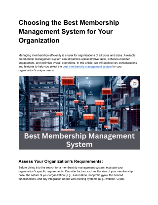Choosing the Best Membership Management System for Your Organization