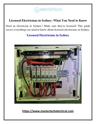 Licensed Electricians in Sydney What You Need to Know