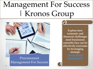 Procurement Management For Success - Kronos Group