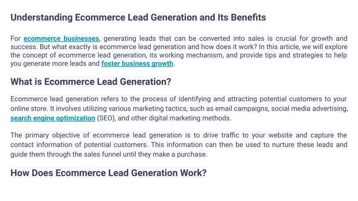 understanding ecommerce lead generation
