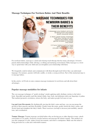 Massage Techniques For Newborn Babies And Their Benefits