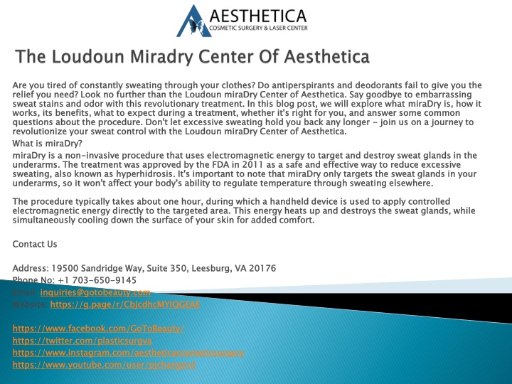 the loudoun miradry center of aesthetica