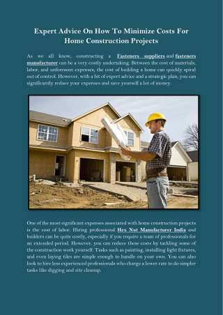 Expert Advice On How To Minimize Costs For Home Construction Projects