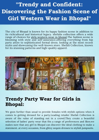 "Trendy and Confident: Discovering the Fashion Scene of Girl Western Wear in Bhopal"