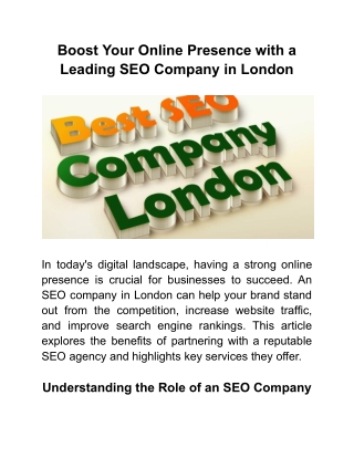 boost your online presence with a leading