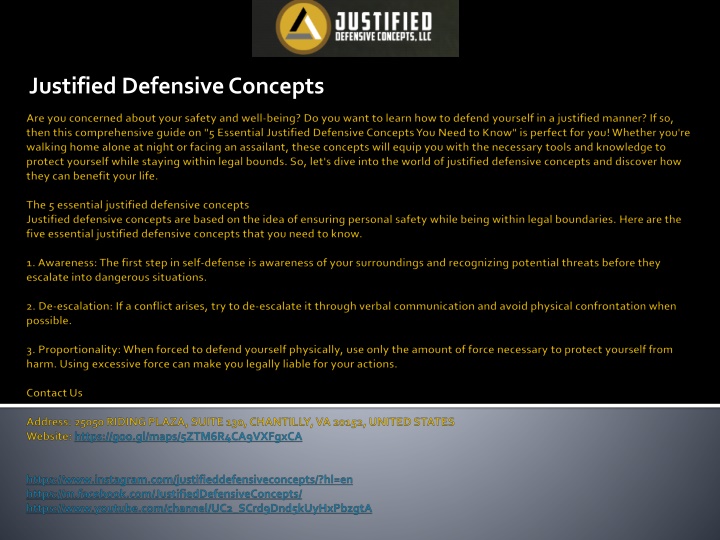 justified defensive concepts