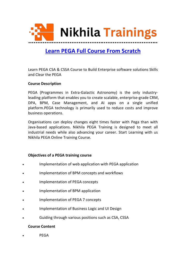 Learn Pega From Scratch