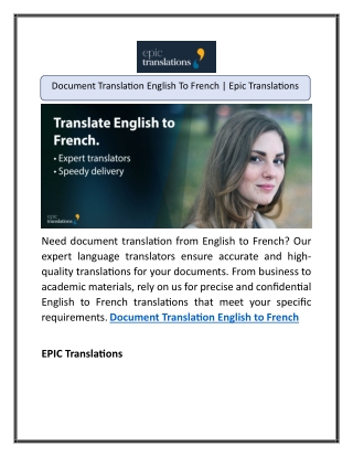 Document Translation English To French | Epic Translations