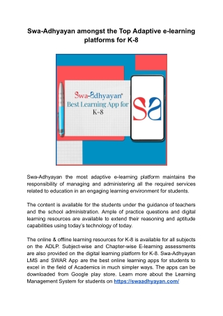 swa adhyayan amongst the top adaptive e learning