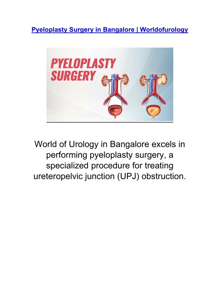 pyeloplasty surgery in bangalore worldofurology