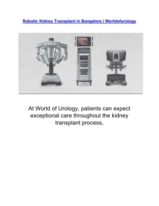 Robotic Kidney Transplant in Bangalore | Worldofurology