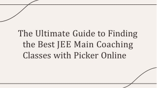 JEE Main Coaching Classes in Nagpur | Picker Online