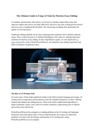 The Ultimate Guide to Using AI Tools for Flawless Essay Editing