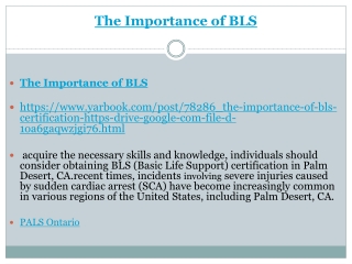 The Importance of BLS