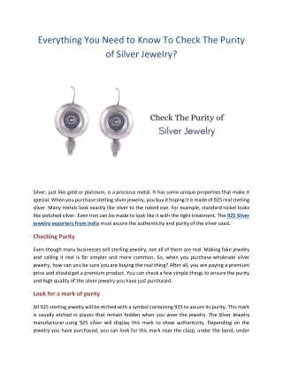 Check the Purity of Silver Jewelry