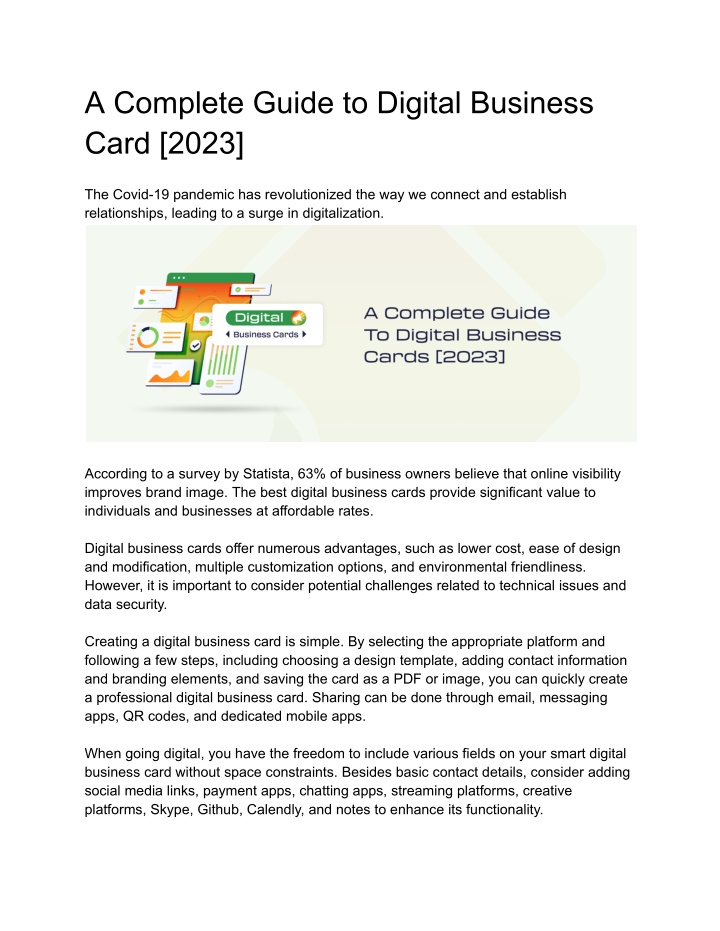 a complete guide to digital business card 2023