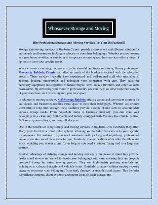 Hire Professional Storage and Moving Services for Your Relocation!!!