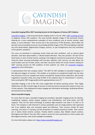cavendish imaging offers cbct scanning services