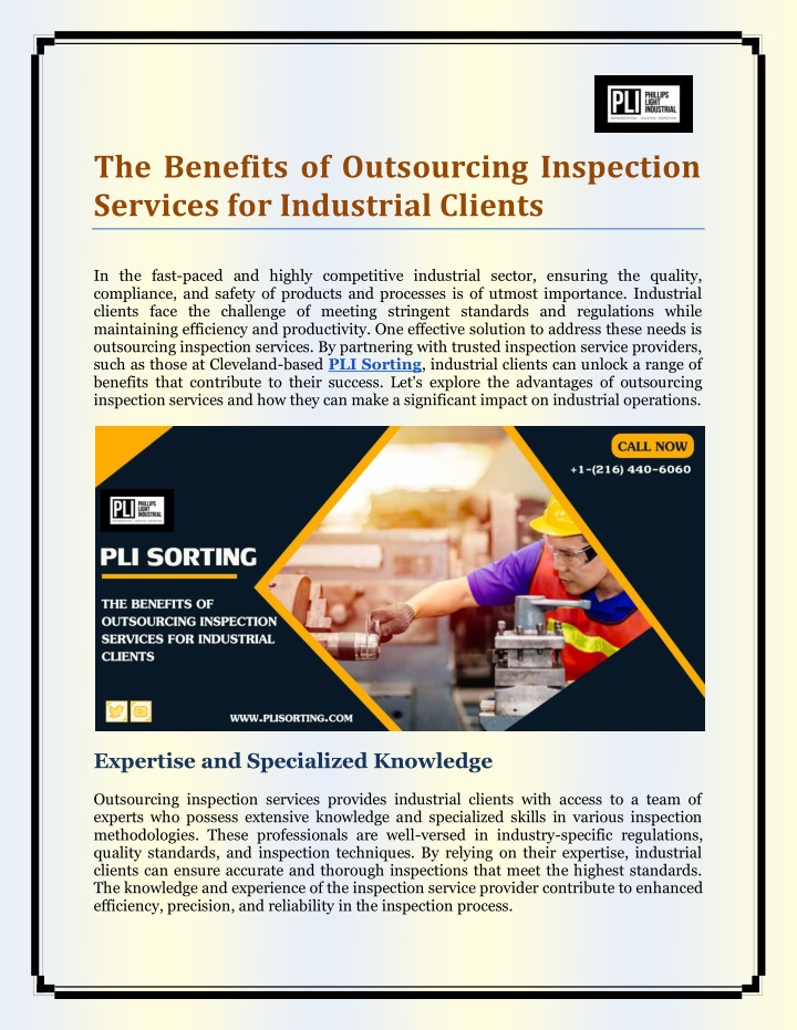 the benefits of outsourcing inspection services