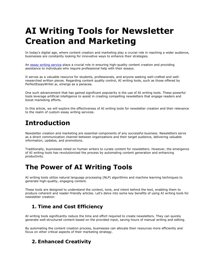 ai writing tools for newsletter creation