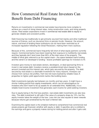How Commercial Real Estate Investors Can Benefit from Debt Financing - Joseph Stone Capital