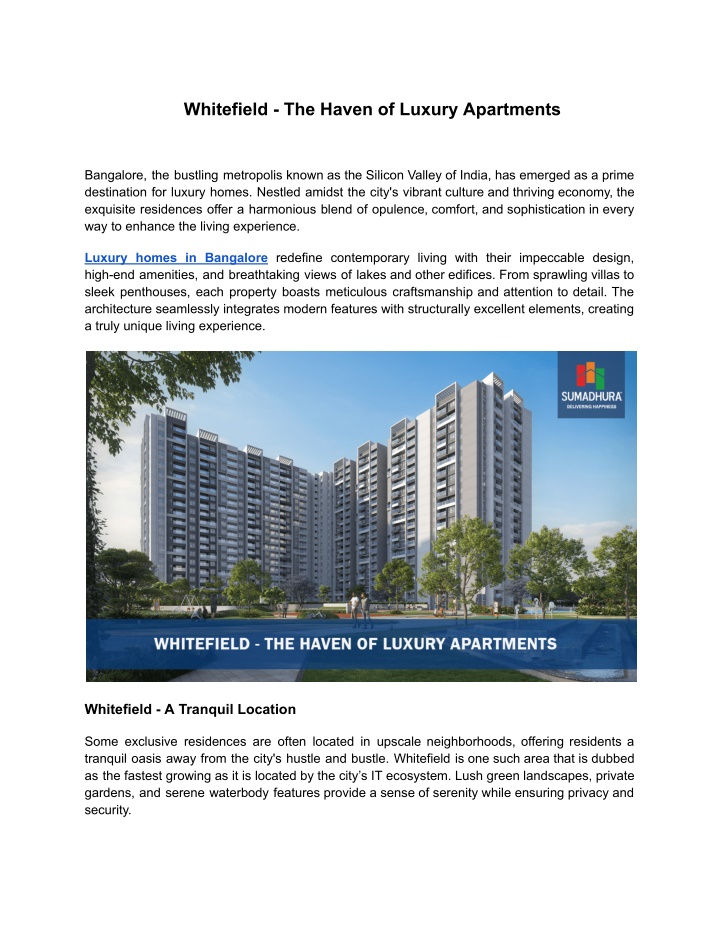 whitefield the haven of luxury apartments
