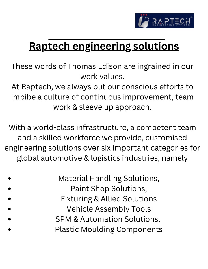 raptech engineering solutions these words