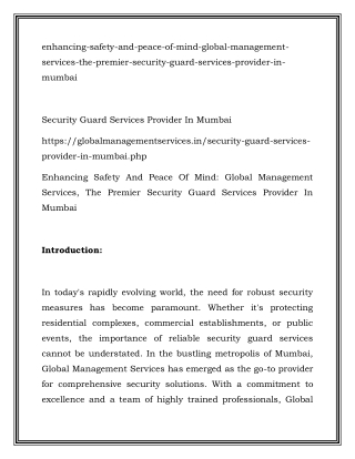 Security Guard Services Provider In Mumbai Call-9833181606