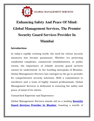 Security Guard Services Provider In Mumbai Call-9833181606