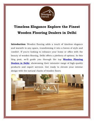 Timeless Elegance Explore the Finest Wooden Flooring Dealers in Delhi