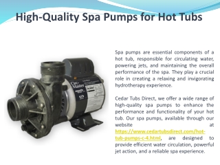 High-Quality Spa Pumps for Hot Tubs