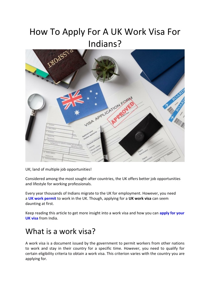 how to apply for a uk work visa for indians