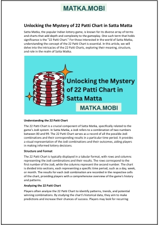 Unlocking the Mystery of 22 Patti Chart in Satta Matta