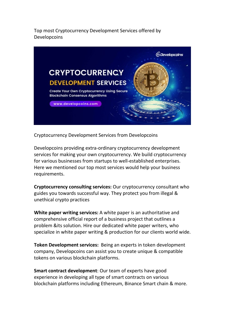 top most cryptocurrency development services