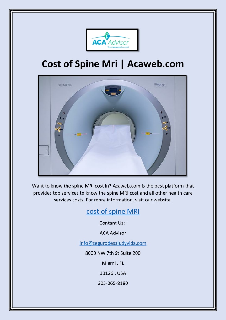 cost of spine mri acaweb com