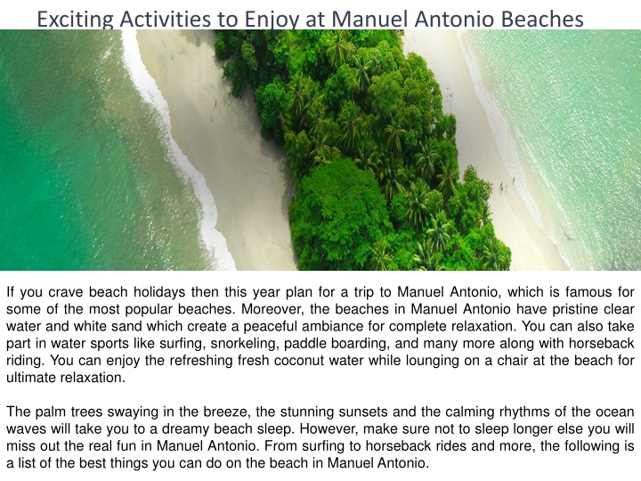 exciting activities to enjoy at manuel antonio