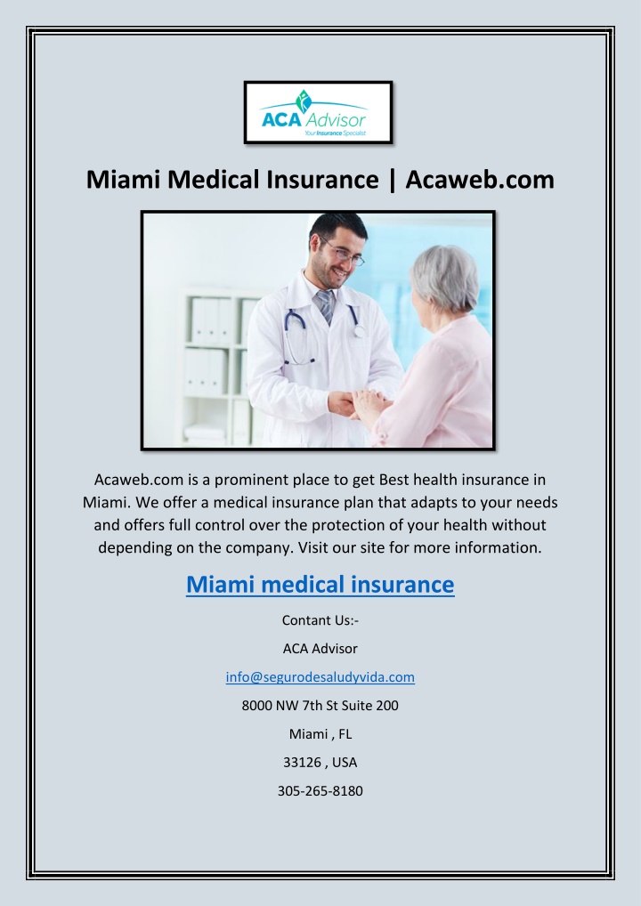 miami medical insurance acaweb com