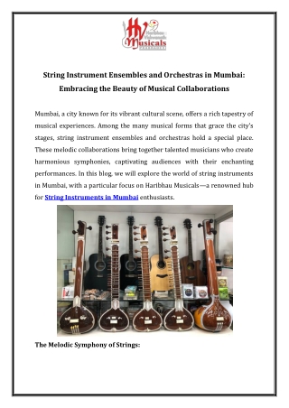 String Instrument Ensembles and Orchestras in Mumbai Embracing the Beauty of Musical Collaborations