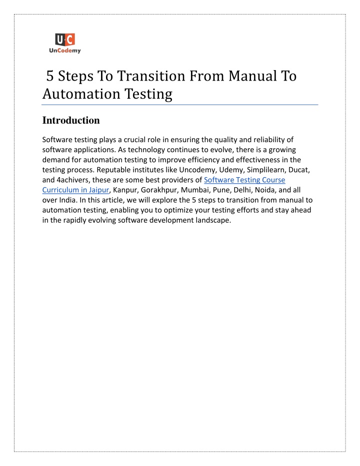 5 steps to transition from manual to automation