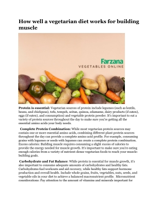 how well a vegetarian diet works for building