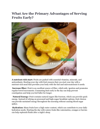 what are the primary advantages of serving fruits