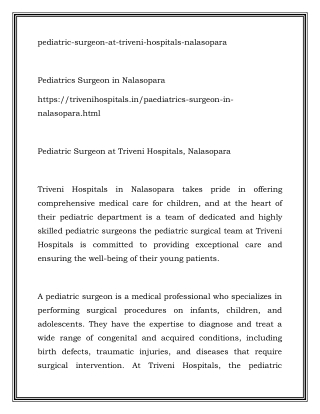 pediatric surgeon at triveni hospitals nalasopara