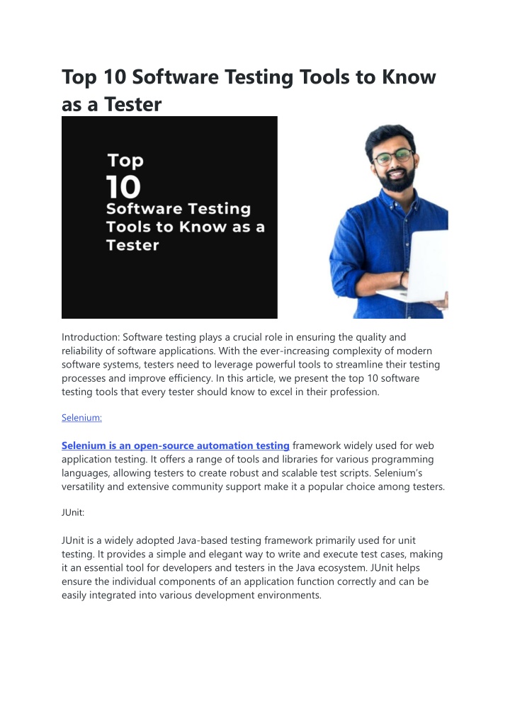 top 10 software testing tools to know as a tester