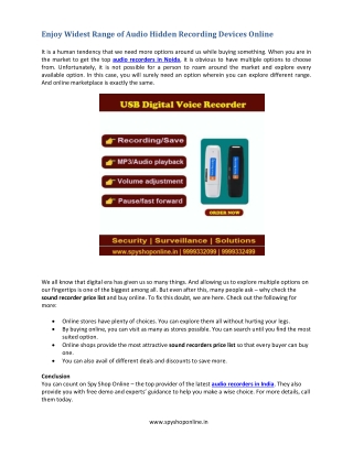 enjoy widest range of audio hidden recording