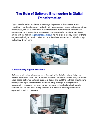 The Role of Software Engineering in Digital Transformation
