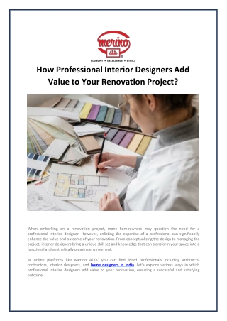 how professional interior designers add value to your renovation project