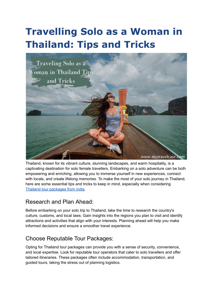 travelling solo as a woman in thailand tips