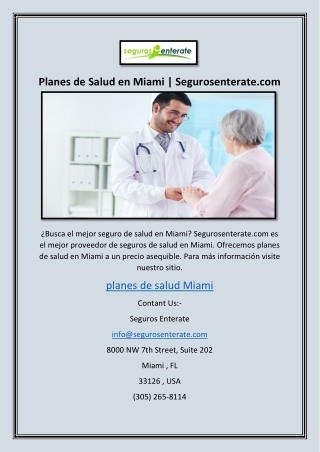 Planes de Salud en Miami | Segurosenterate.com