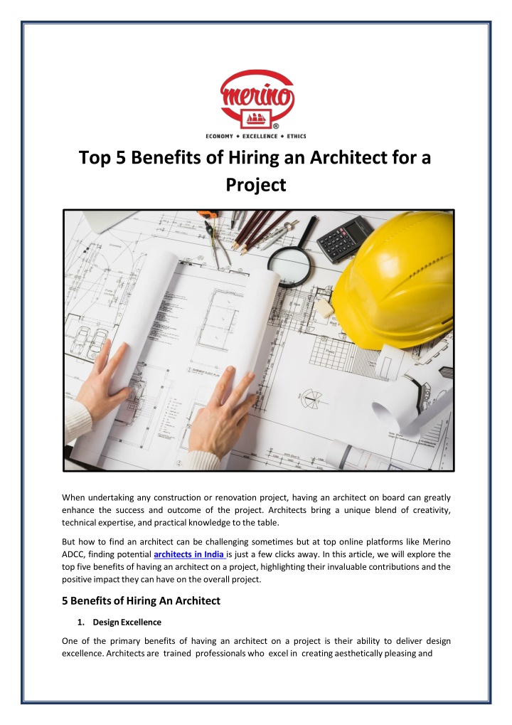 top 5 benefits of hiring an architect for a project