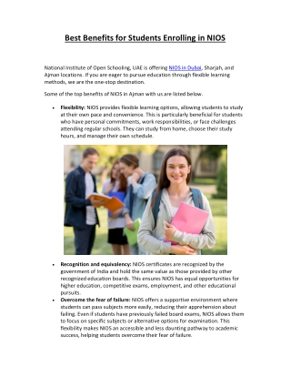 best benefits for students enrolling in nios